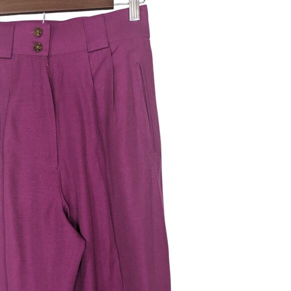 VTG High Waist Tailored Pleated Tapered Fuchia Pants Slacks Accent Buttons XS - Picture 8 of 9